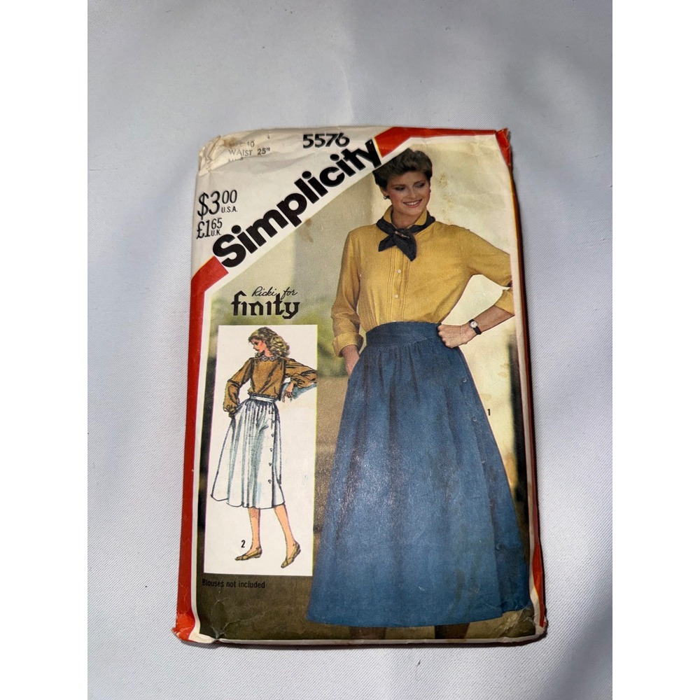 Vintage Simplicity 5576 Ricki for Finity Skirt Sewing Pattern Size 10 Waist 25